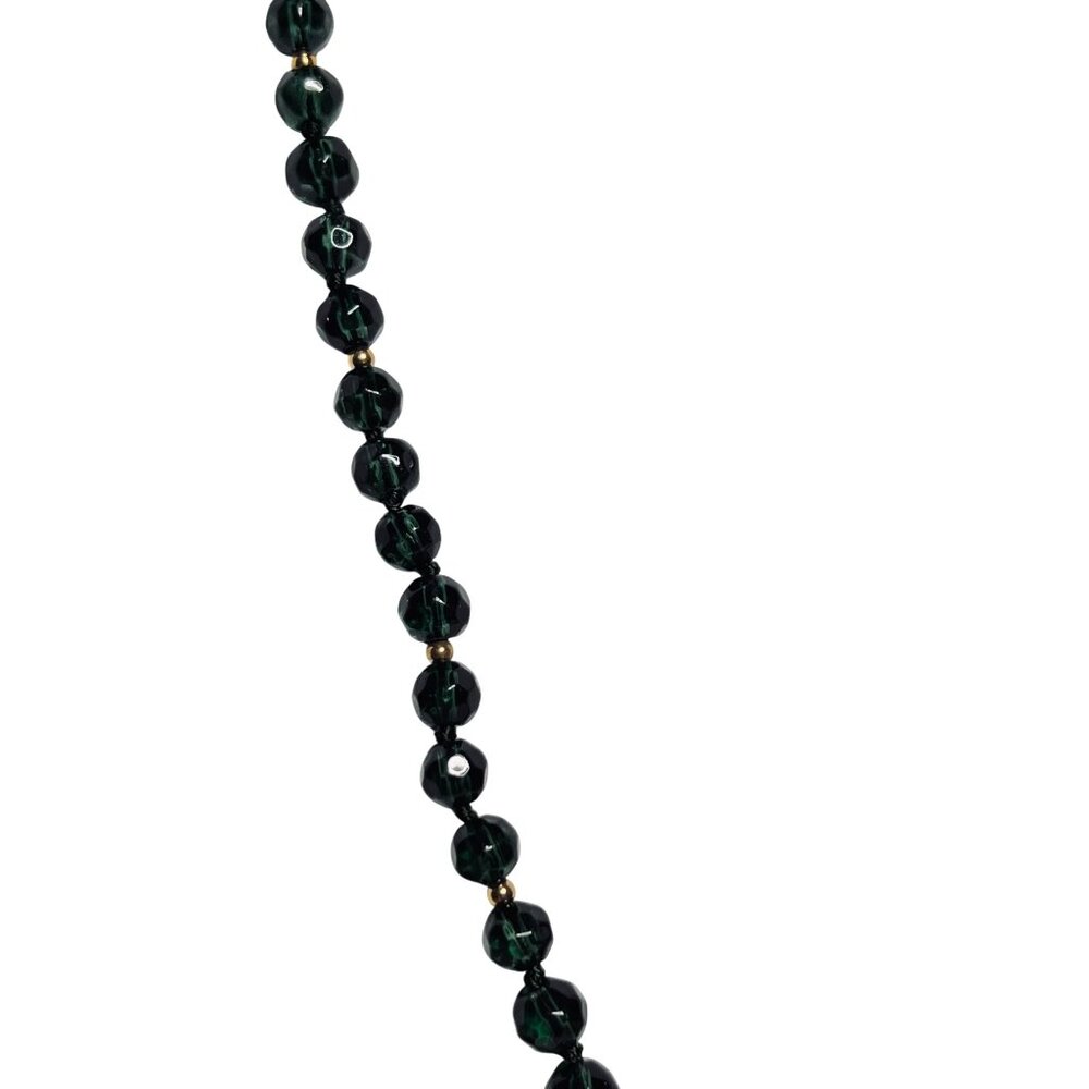 Monet Green Beads And Gold Accents Necklace W/ Removable Teardrop Pendant (6269) - Picture 4 of 11
